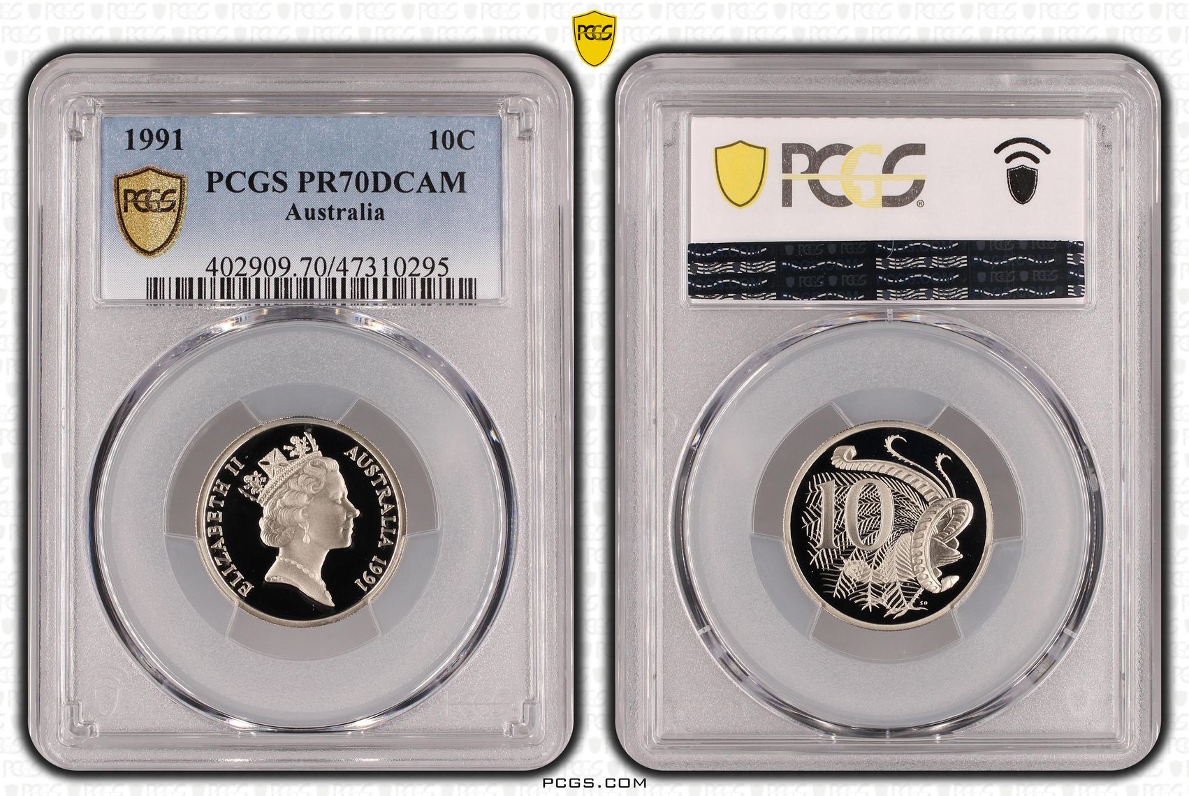 Elizabeth II, Ten Cent, 1991, PCGS PR70DCAM
