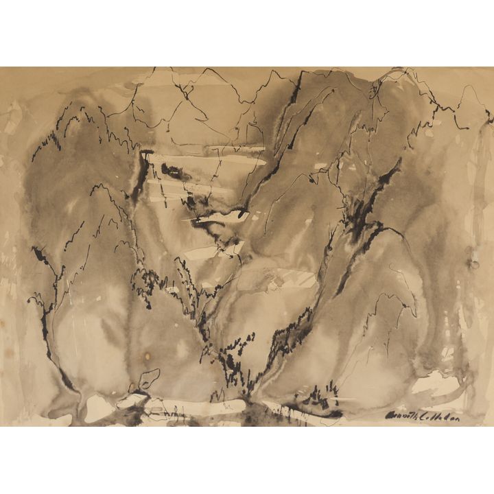 Kenneth Callahan ''Mountain Range'' Sumi Ink
