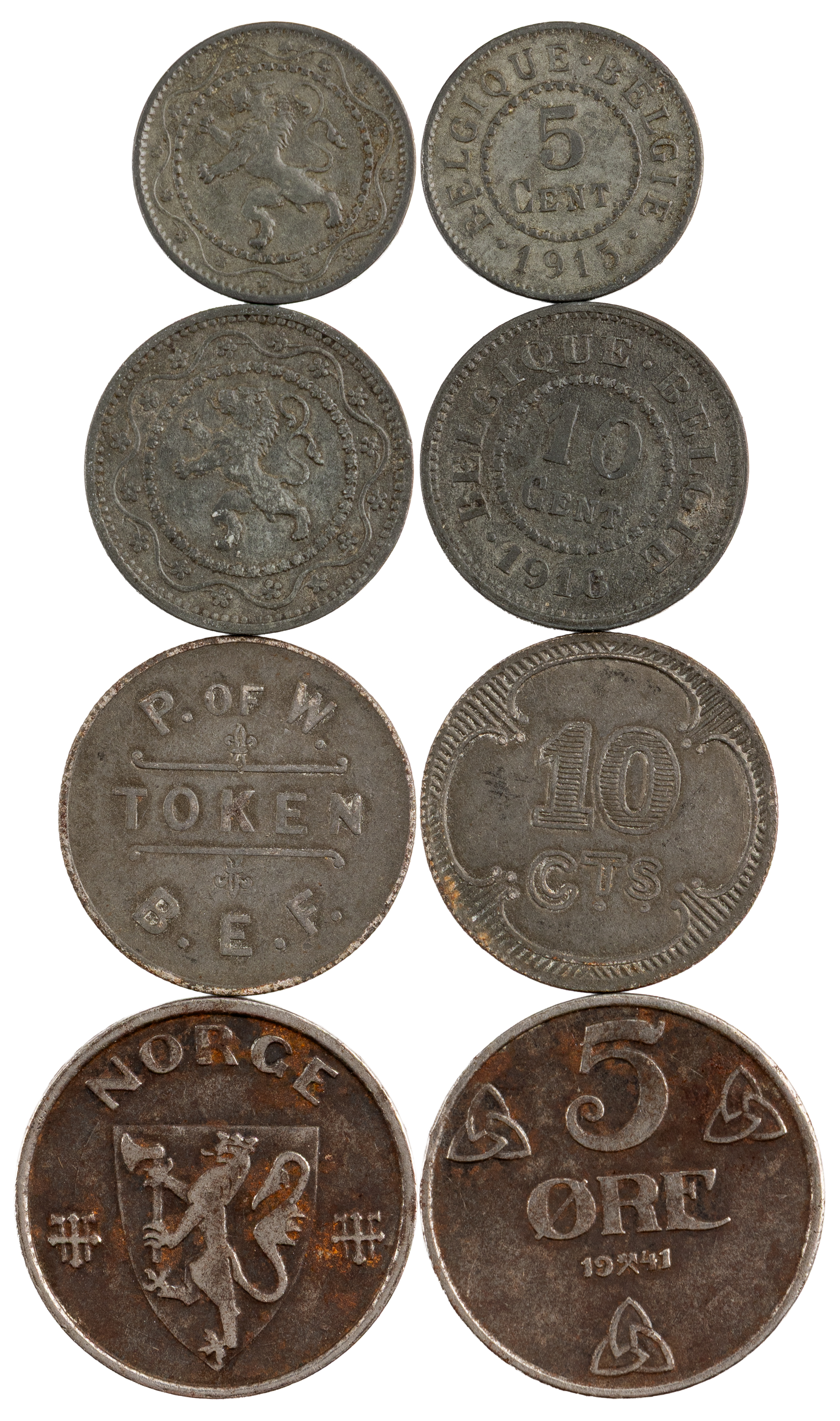 Belgium, German Occupation, Five Centimes - Ten Centimes, 1915 - 1917, aVF - EF