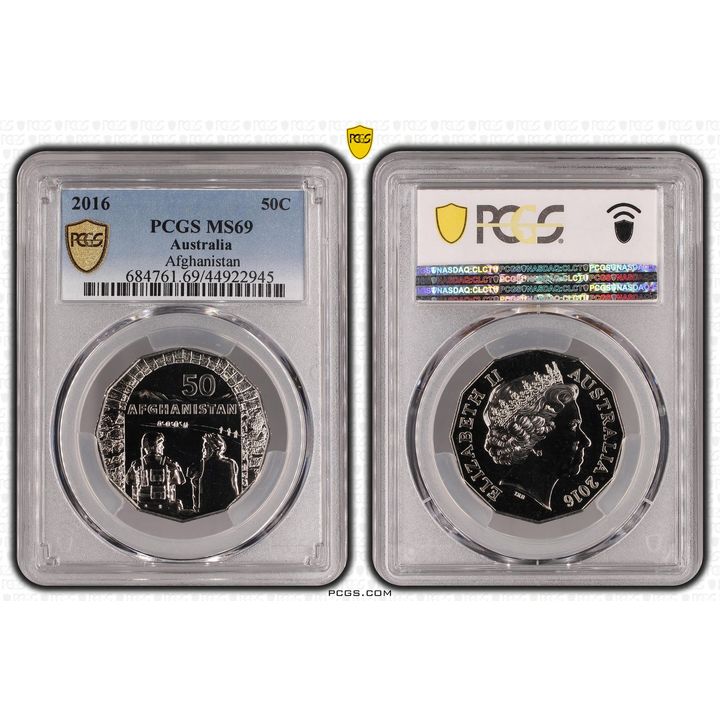 2016 Australia Fifty Cent, 50c Afghanistan PCGS - MS69 POP 6/0 -945