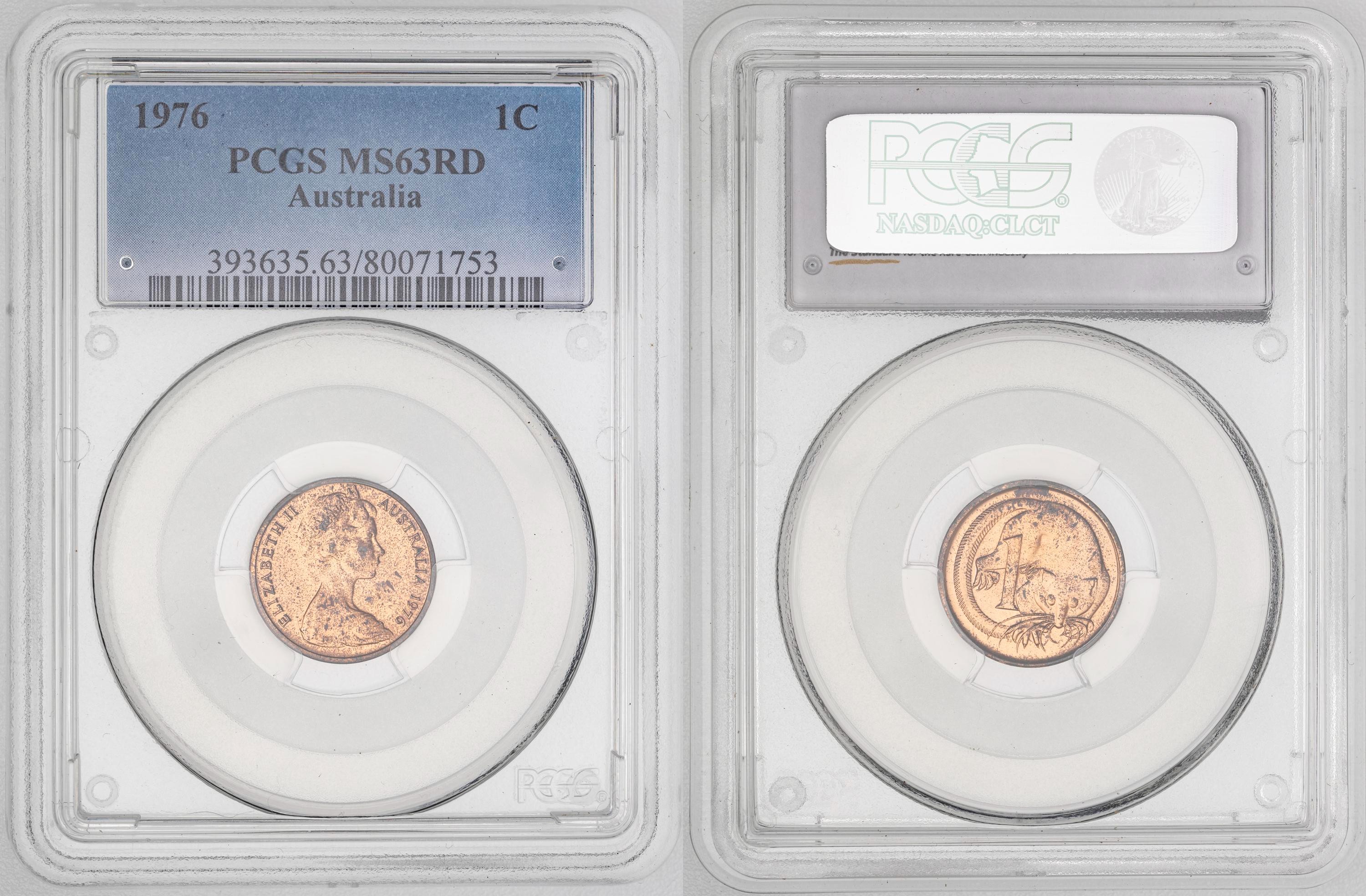 Elizabeth II, , One Cent, 1976, PCGS MS63RD