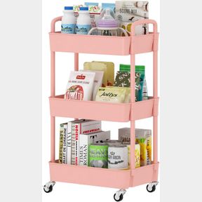 SYWHITTA 3-TIER PLASTIC ROLLING UTILITY CART WITH HANDLE, MULTI-FUNCTIONAL STORAGE TROLLEY FOR OFFICE, LIVING ROOM, KITCHEN, MOVAB