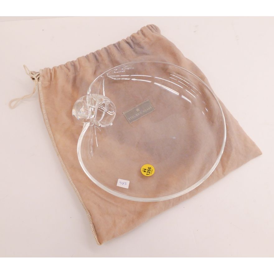 Steuben Crystal Shell Tray- 8.5'' w/ felt