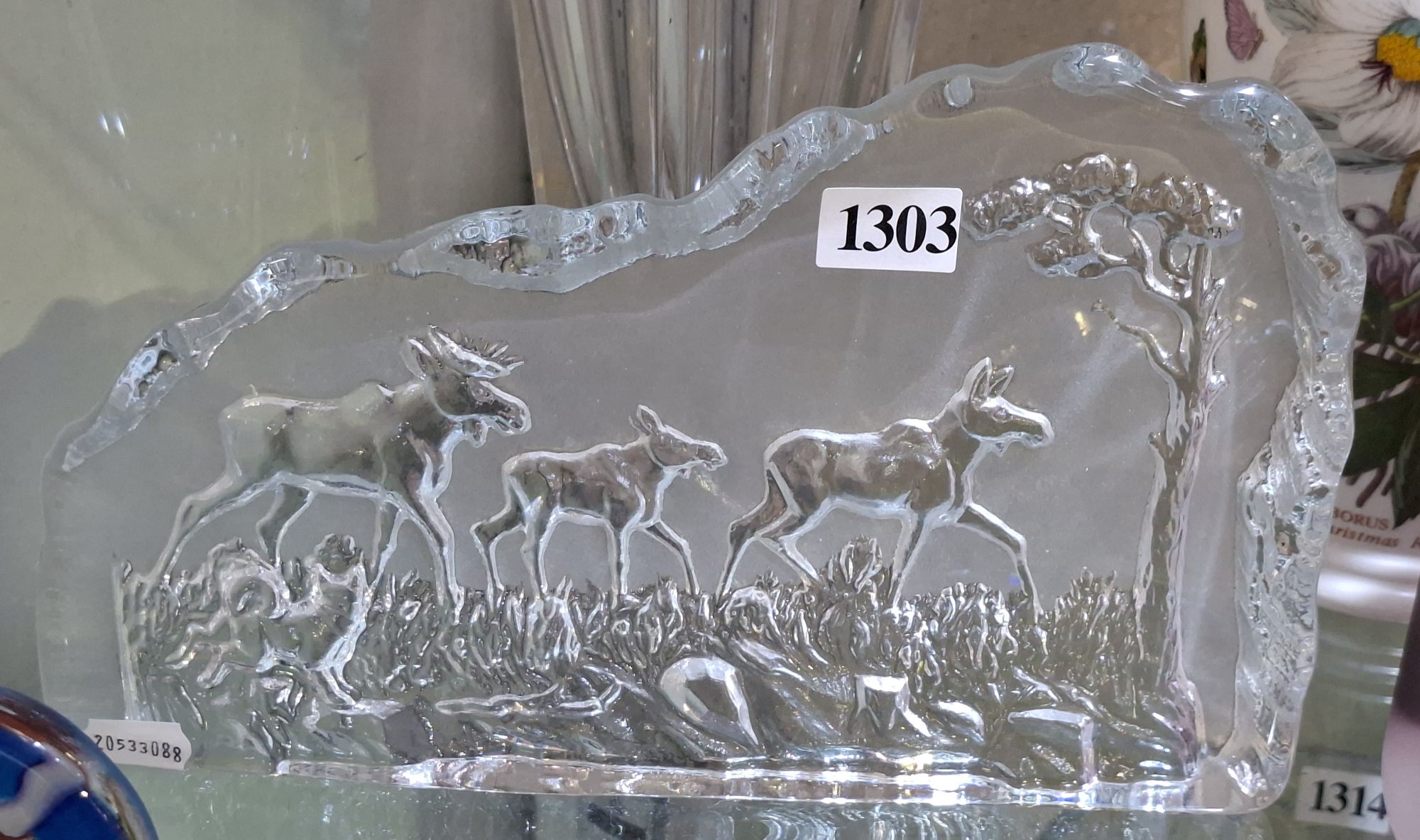 Scandinavian Moose Slab Art Glass