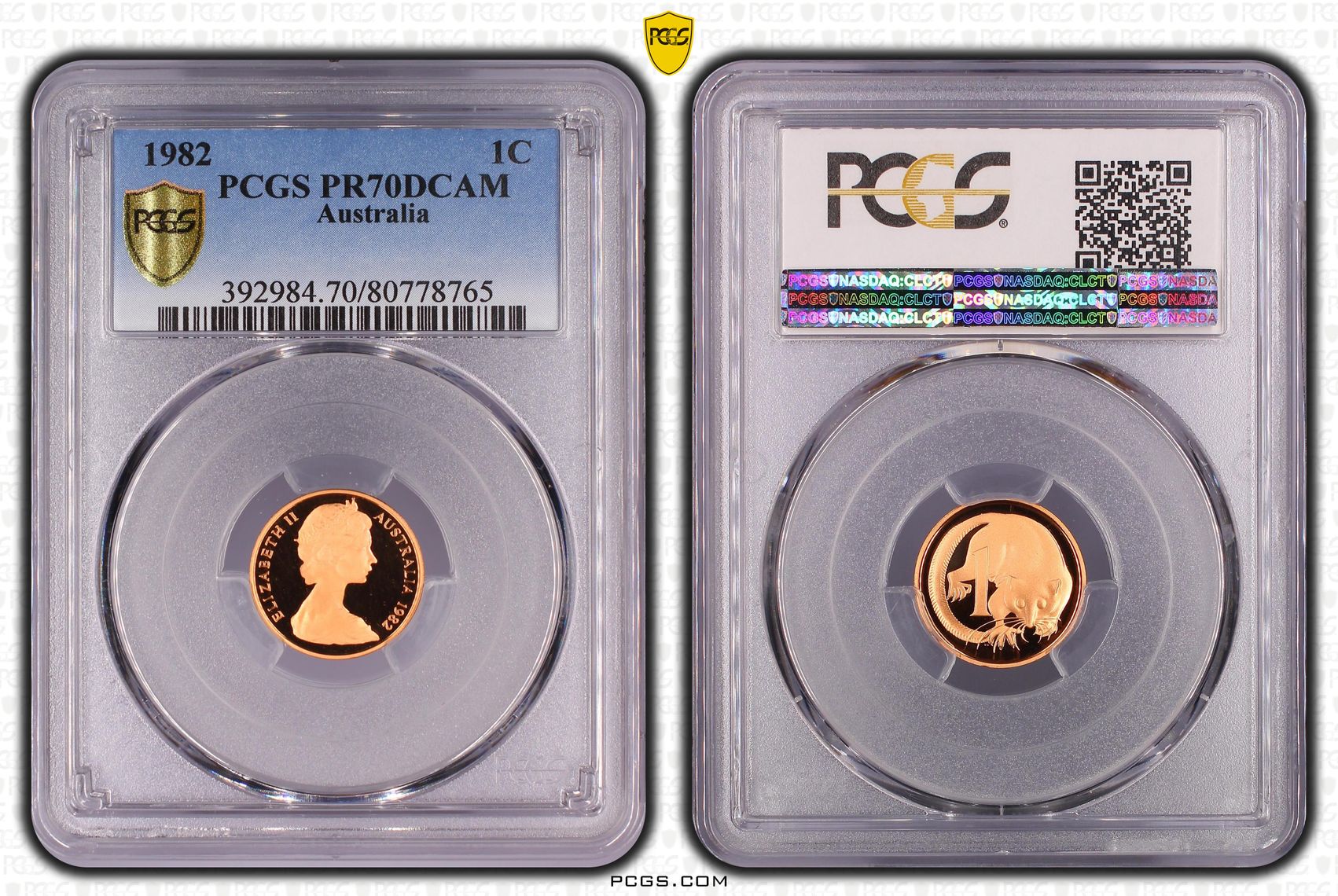 Elizabeth II, One Cent, 1982, PCGS PR70DCAM