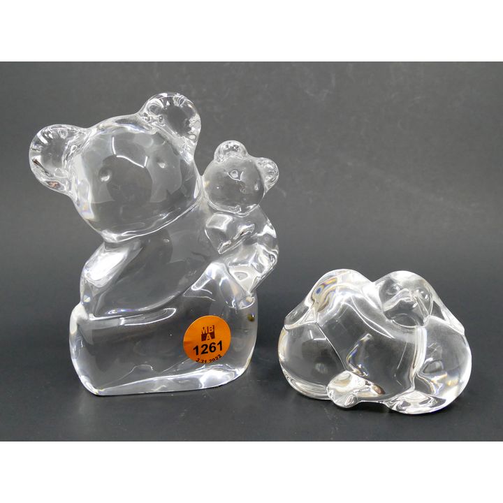2pc Steuben & Orrefors Crystal Animal Figures- 3'' and 4.5''