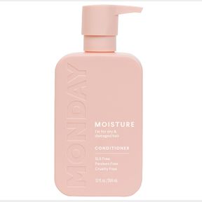 MONDAY HAIRCARE MOISTURE CONDITIONER 12OZ FOR DRY, CURLY HAIR; COCONUT OIL, SHEA BUTTER, 100% RECYCLABLE.