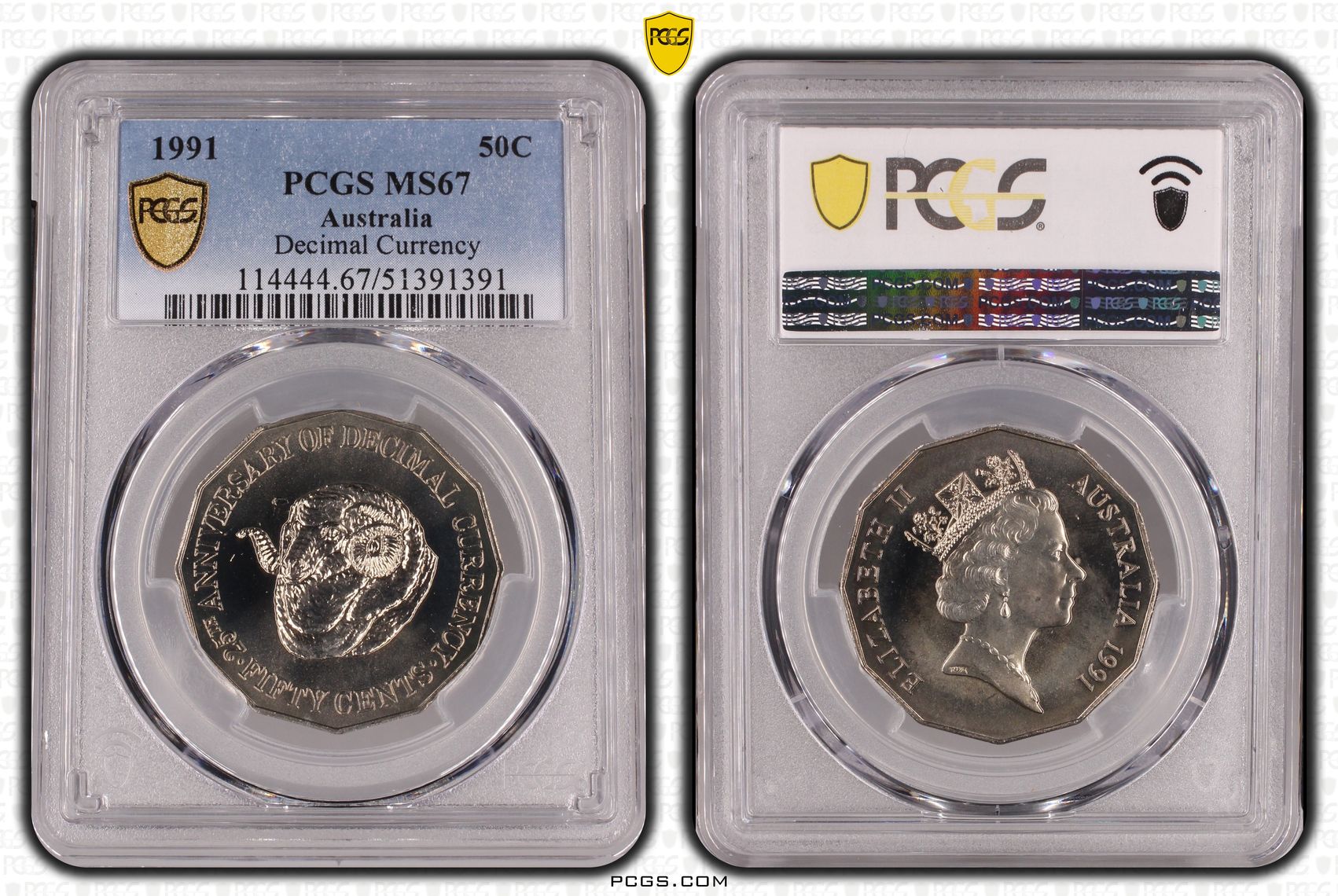 25th Anniversary Decimal Currency, Fifty Cent, 1991, PCGS MS67