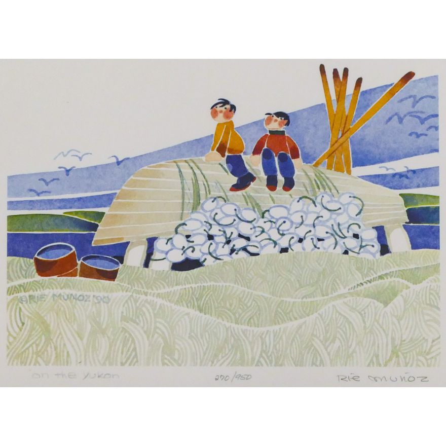 Rie Munoz ''On The Yukon'' 1990 Signed Print 10.5'' x 13'' Sheet.