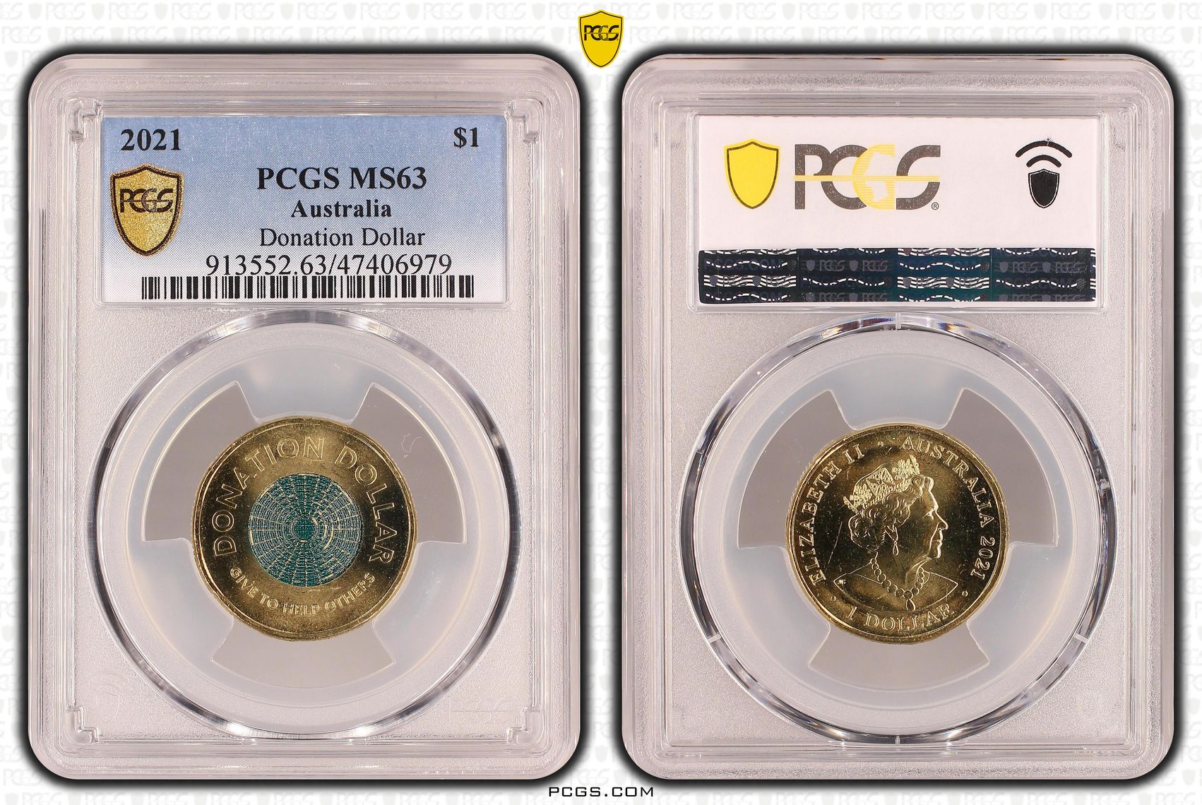 Elizabeth II, Donation Dollar, One Dollar, 2021, PCGS MS63