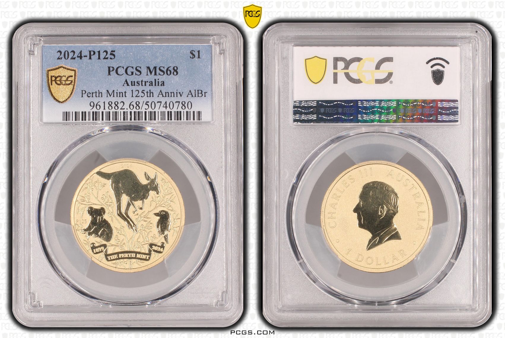 Perth Mint 125th Anniv AlBr , One Dollar, 2024-P125, PCGS MS68