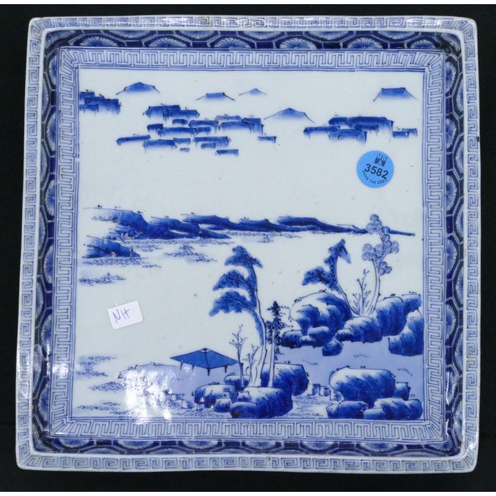 Antique Japanese Arita Porcelain Square Tray 9''