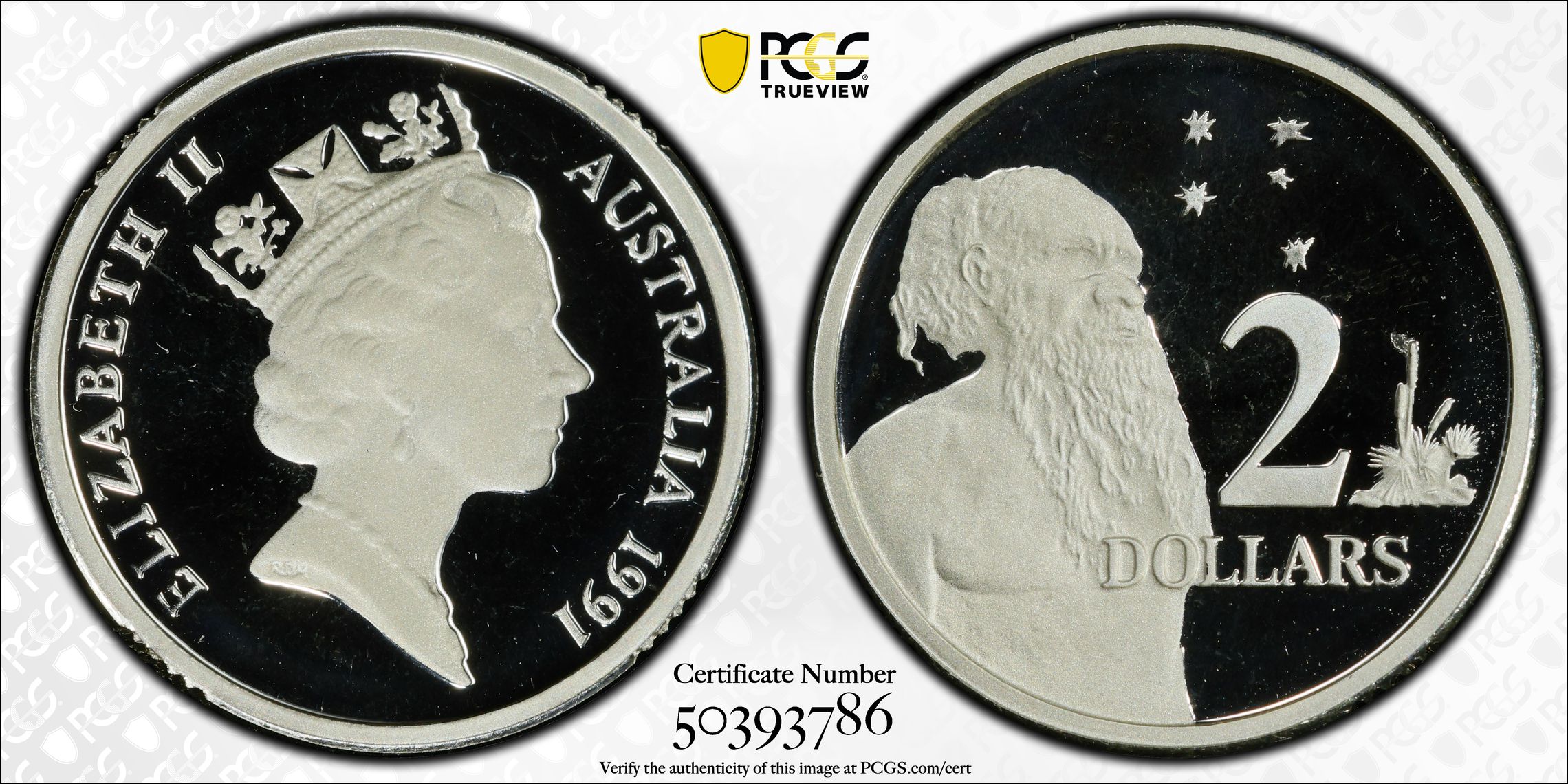 Silver, Two Dollar, 1991, PCGS PR68DCAM