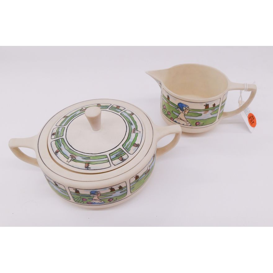 Pickard Arts & Crafts Artist Signed Sugar Creamer Set