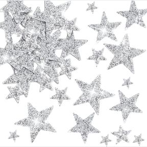 60 PCS IRON ON STAR PATCHES STAR SHAPE RHINESTONE APPLIQUES ADHESIVE GLITTER STAR PATCHES RHINESTONE APPLIQUES EMBELLISHMENTS PATC