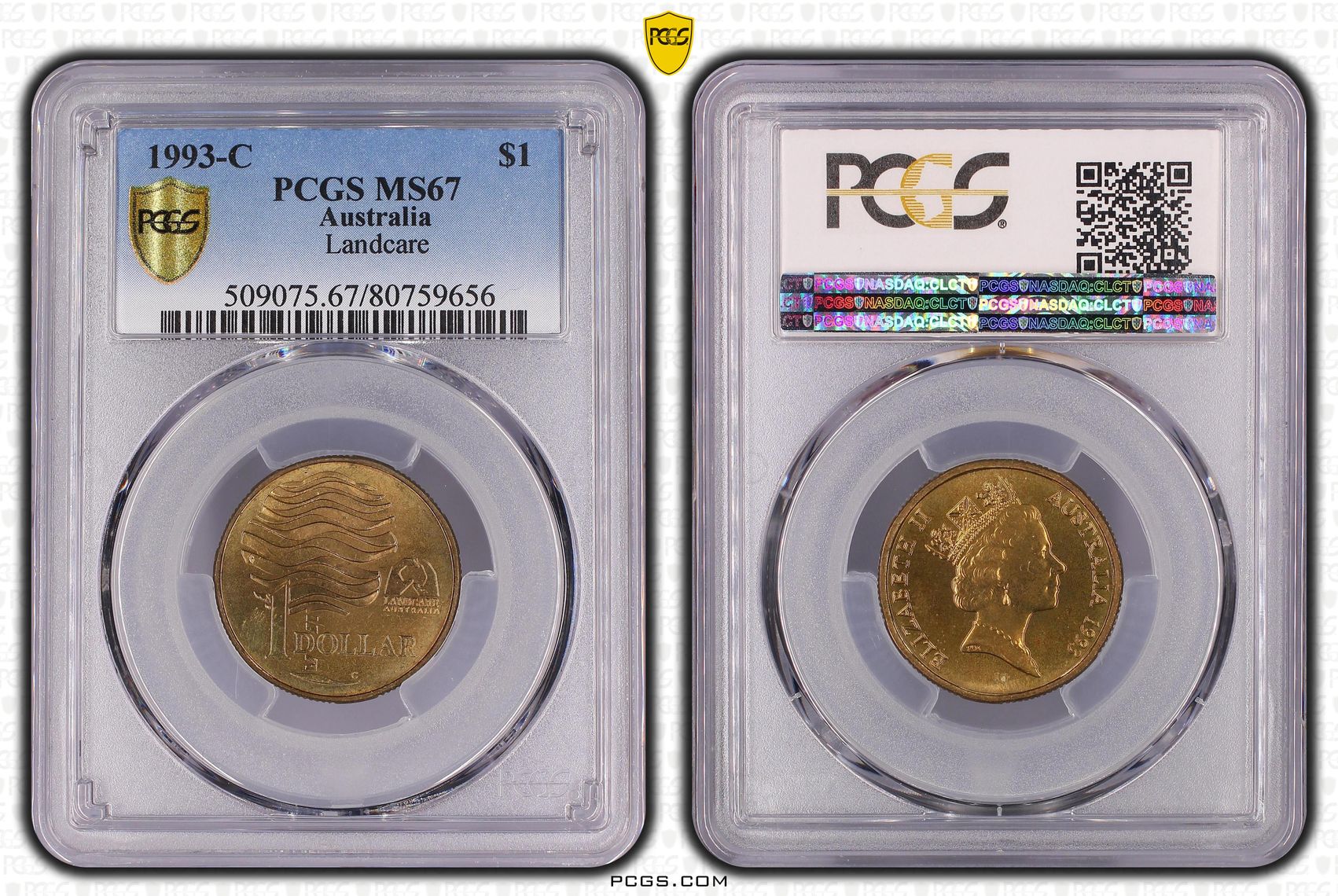 Elizabeth II, Landcare, One Dollar, 1993-C, PCGS MS67