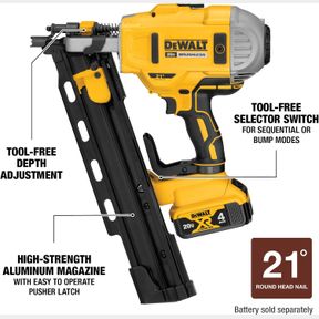 DEWALT 20V MAX 21 PLASTIC COLLATED CORDLESS FRAMING NAILER