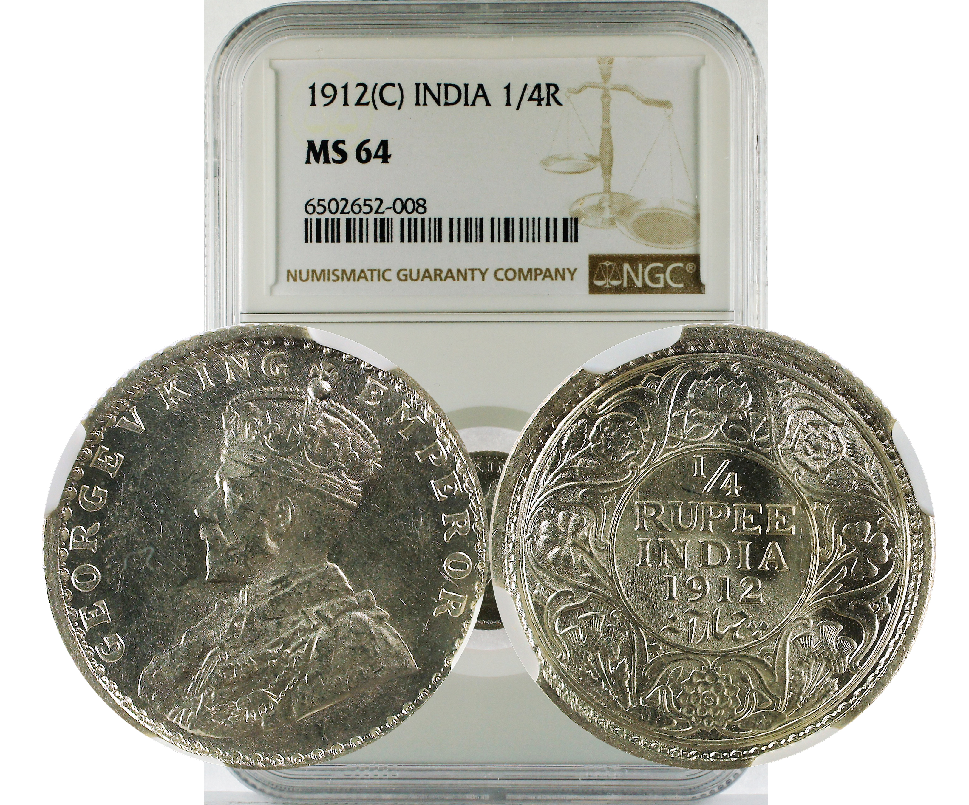 1912(C) INDIA 1/4R MS 64