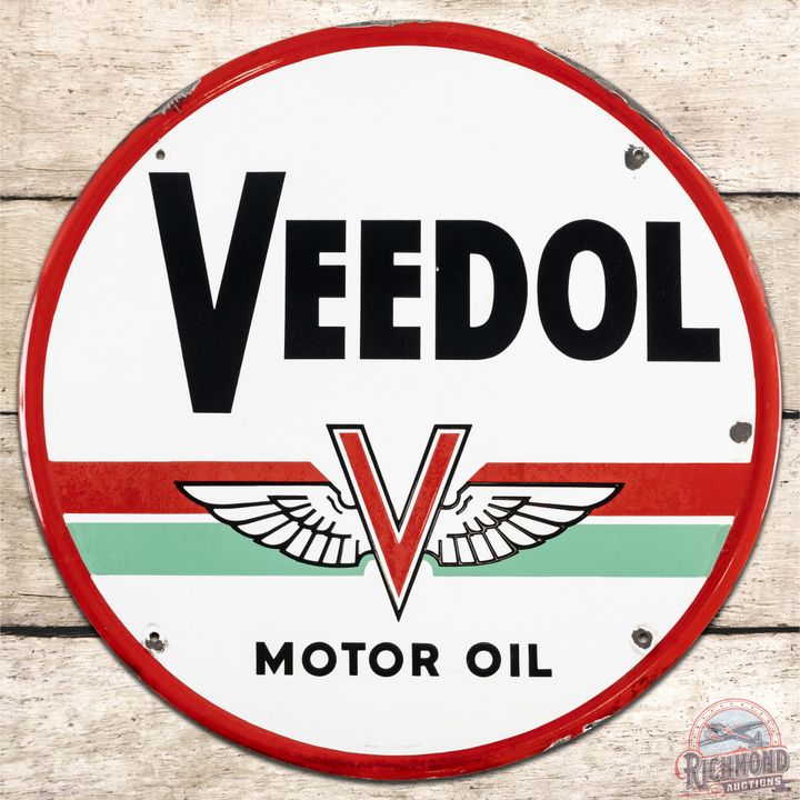 Veedol Motor Oil SS Porcelain Sign w/ Logo