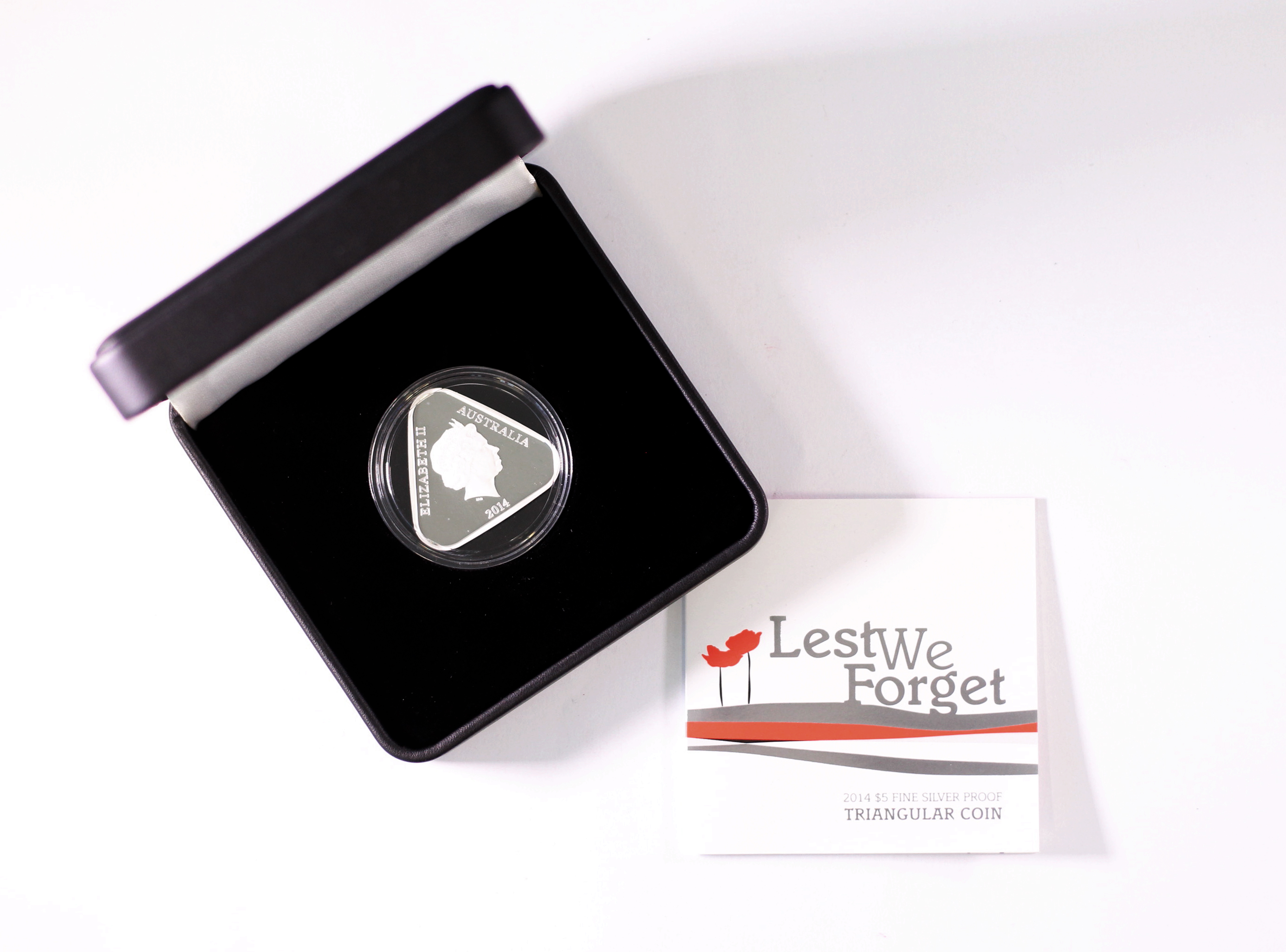 2014 Australian Lest We Forget $5 Fine Silver Triangular Proof