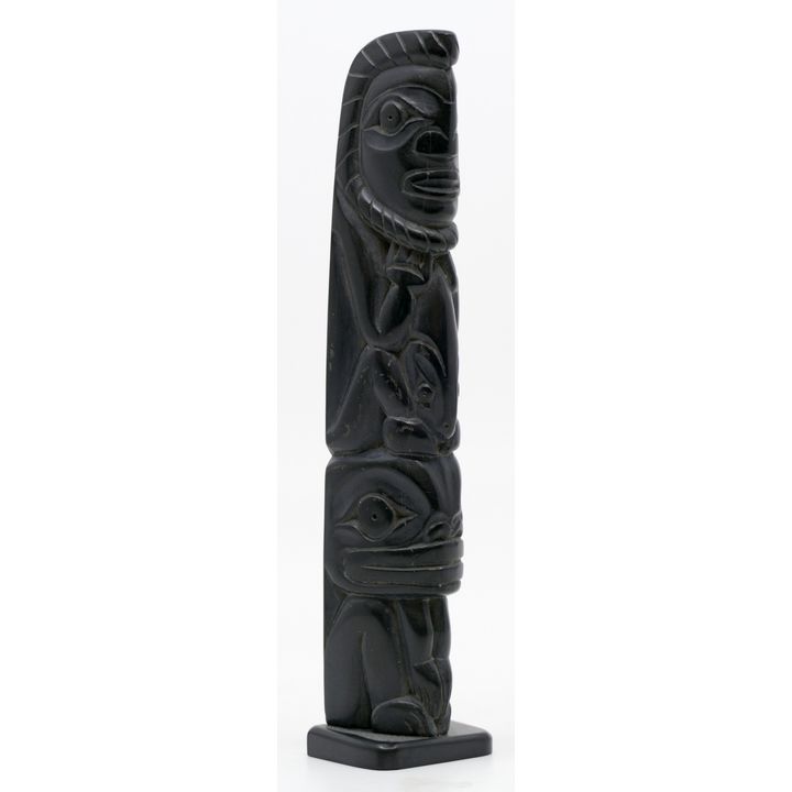 Man Fish Frog Argillite Totem 6''