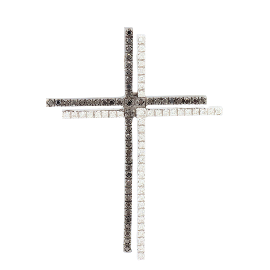 Cruz de diamante negro y blanco