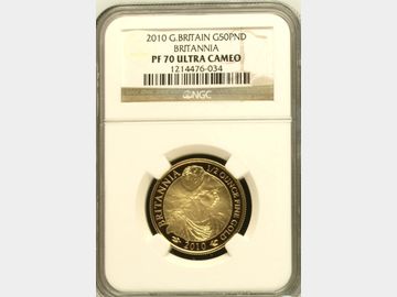 2010 ELIZABETH II BRITANNIA GOLD 1/2oz PROOF 50 POUND COIN PF70 UCAM