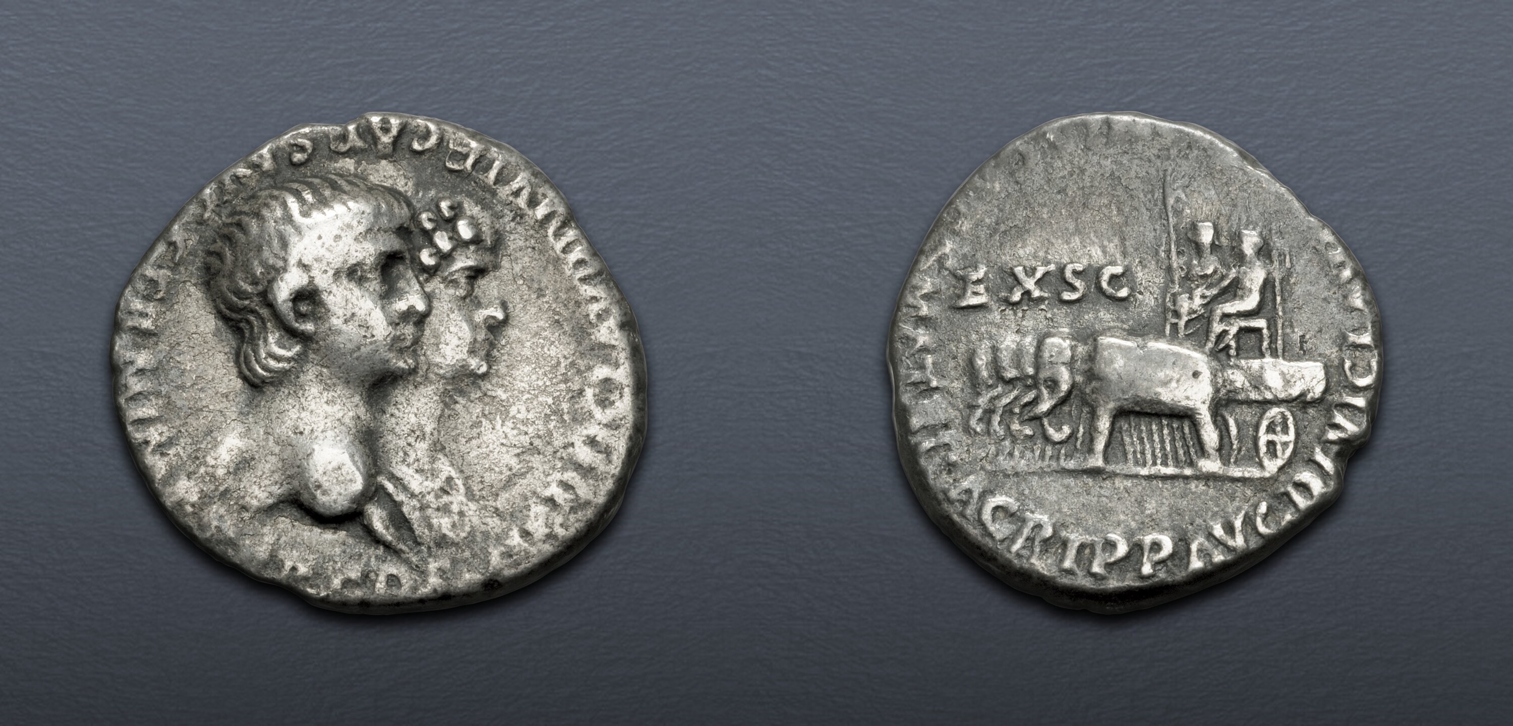 Nero, with Agrippina Junior. AD 54-68. AR Denarius (17mm, 3.48 g, 9h ...