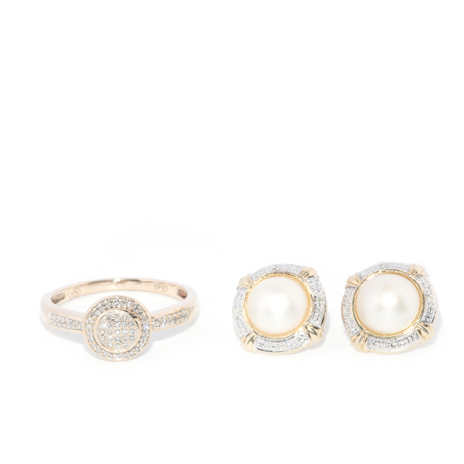 Diamond Ring & Mabe Pearl Earrings