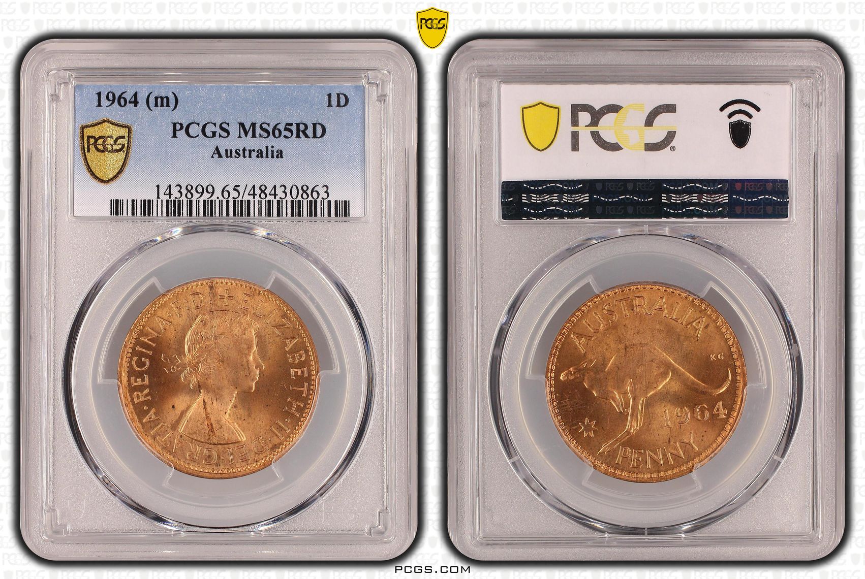 Elizabeth II, Penny, 1964, PCGS MS65RD