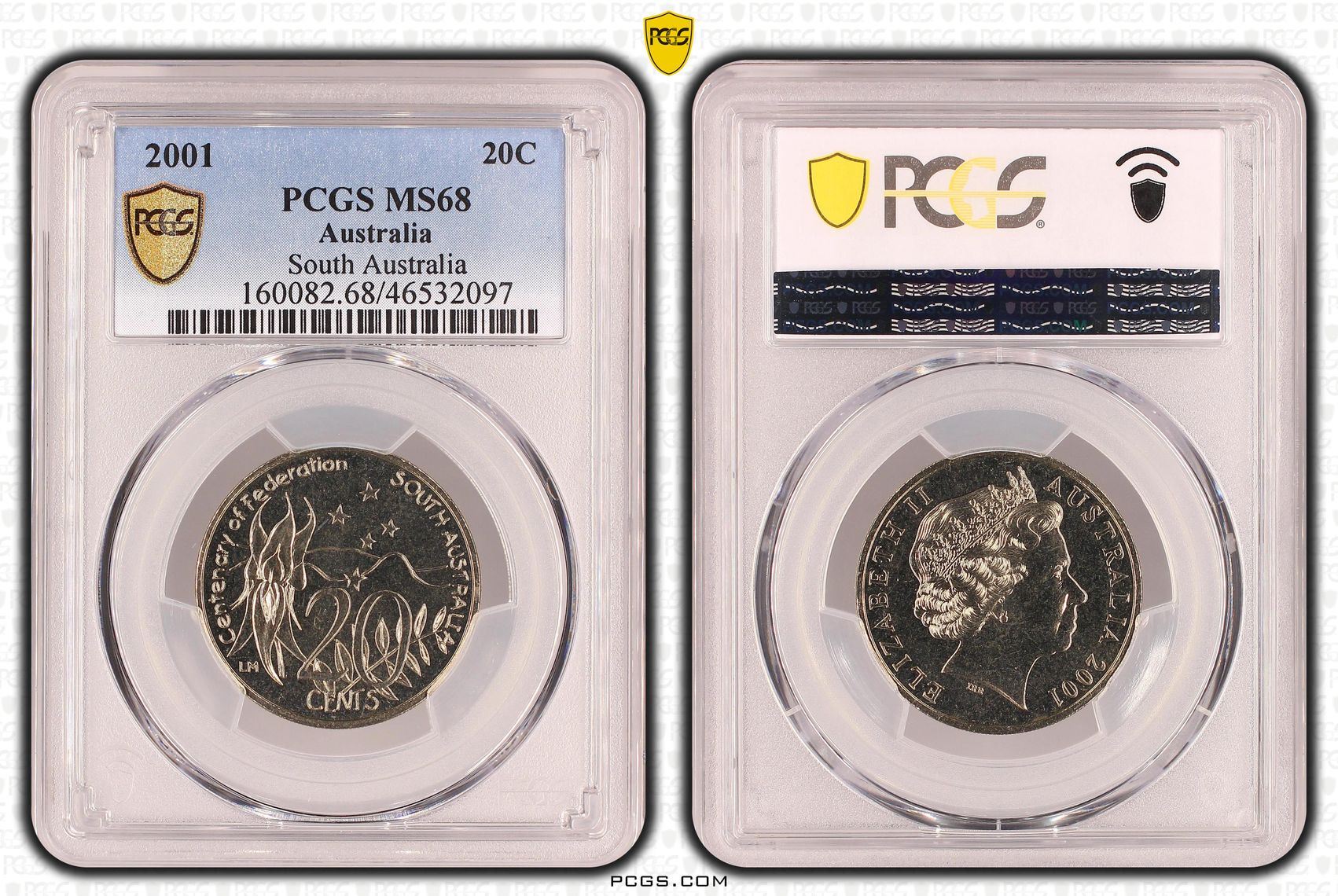 South Australia, Twenty Cent, 2001, PCGS MS68