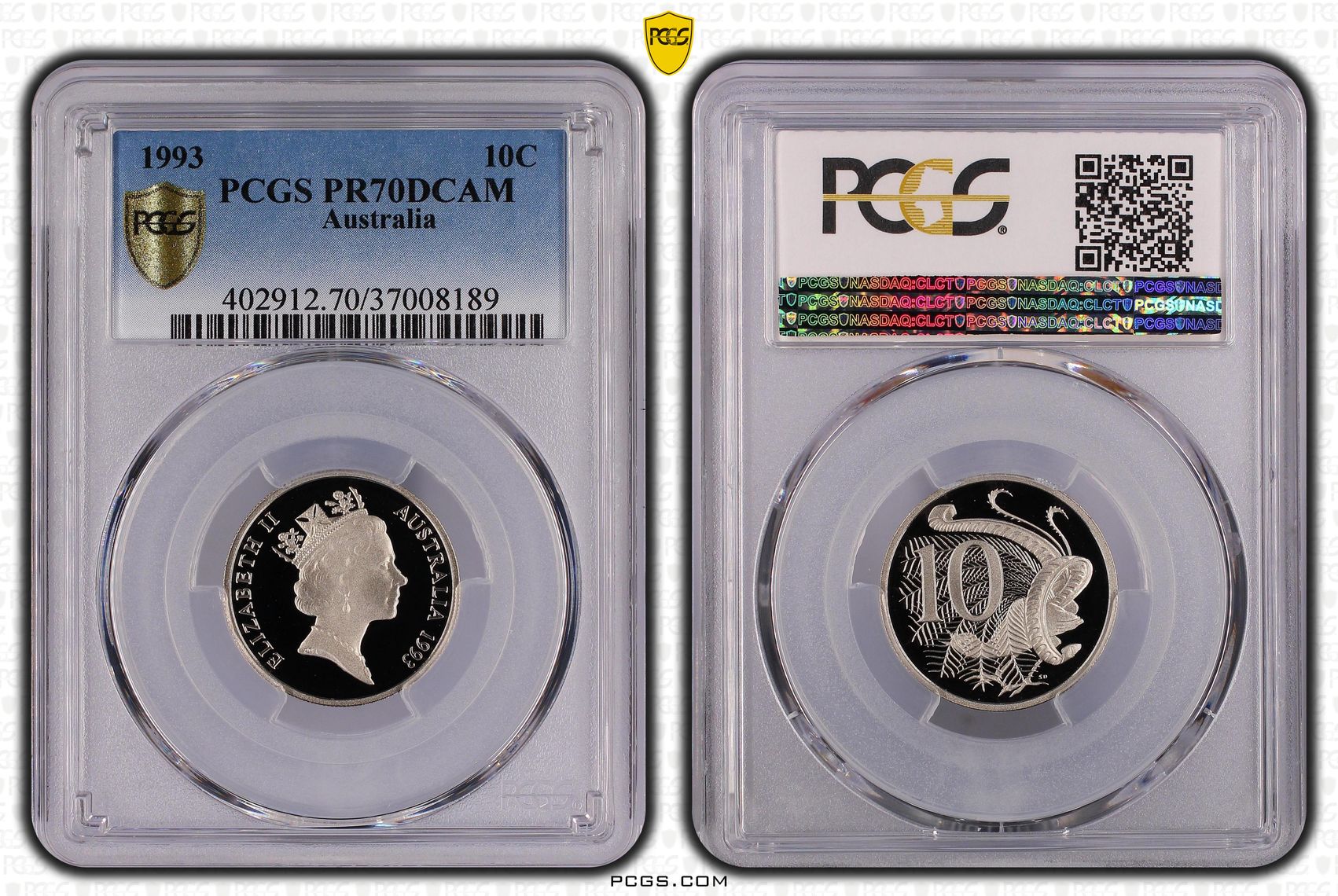 Top pop, Ten Cent, 1993, PCGS PR70DCAM