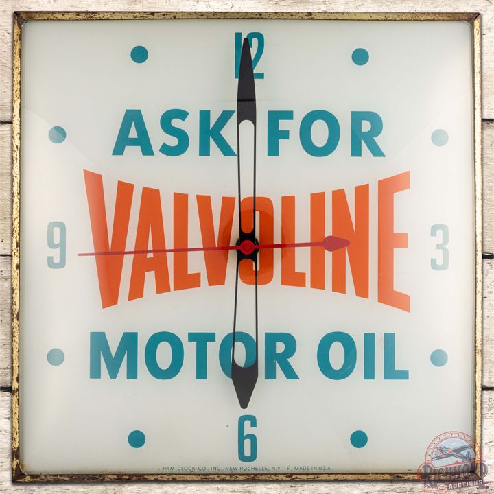 Ask for Valvoline Motor Oil Lighted Pam Advertising Clock