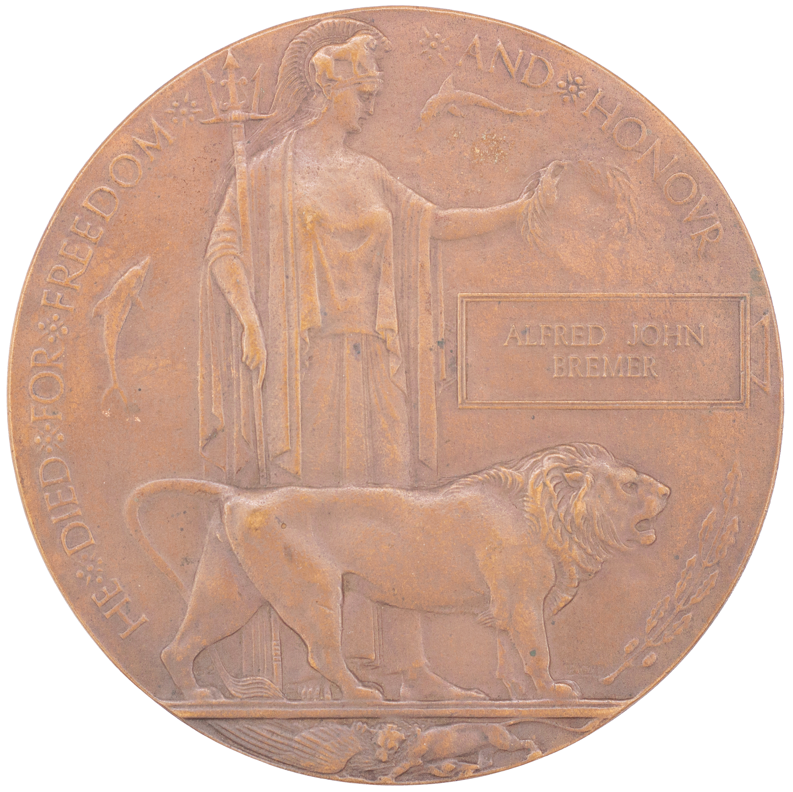 A.I.F. Casualty, Death Plaque, 1914 - 1919, VF