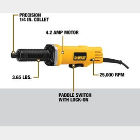 DEWALT DIE GRINDER, CORDED, 1-1/2-INCH, 4.2-AMP, 25,000 RPM, AC/DC CAPACITY (DWE4887)