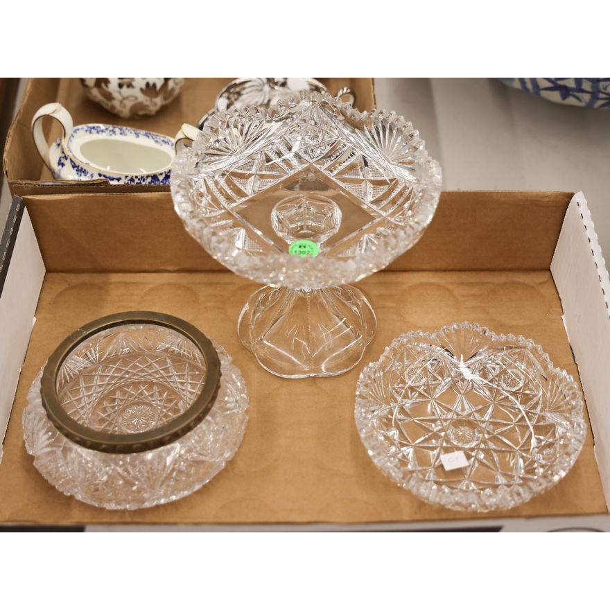 Box 3pc American Brilliant Cut Glass