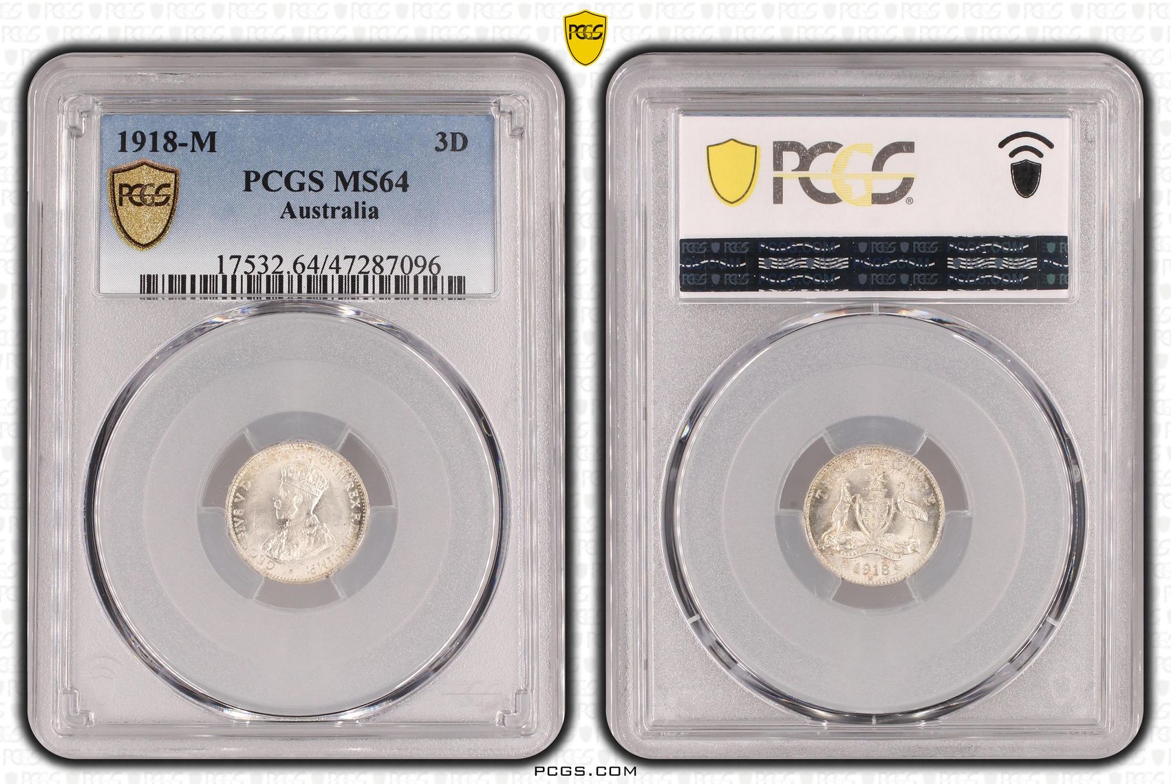Threepence, 1918-M, PCGS MS 64