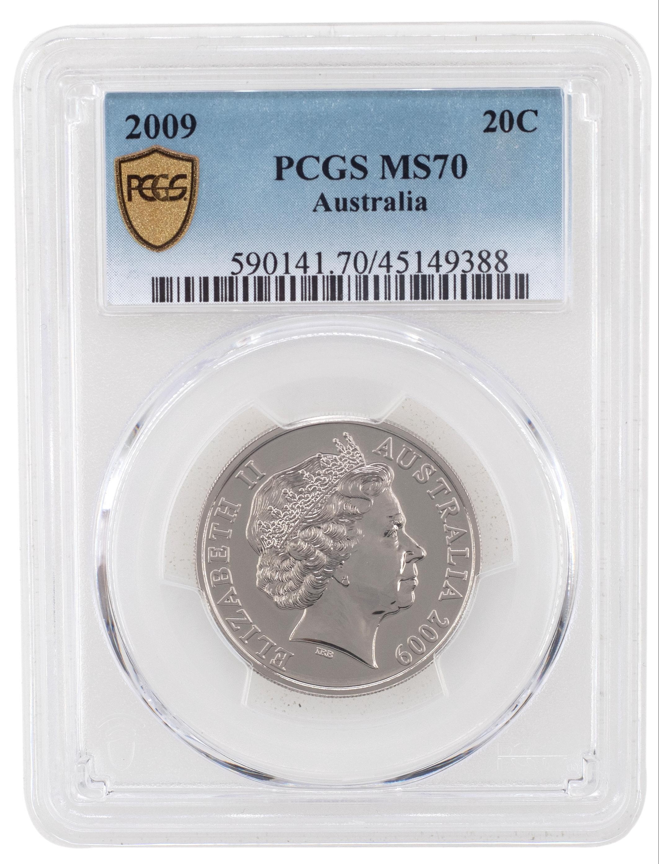 2009 Australia Twenty Cent, 20c PCGS - MS70 POP 6/0 -388