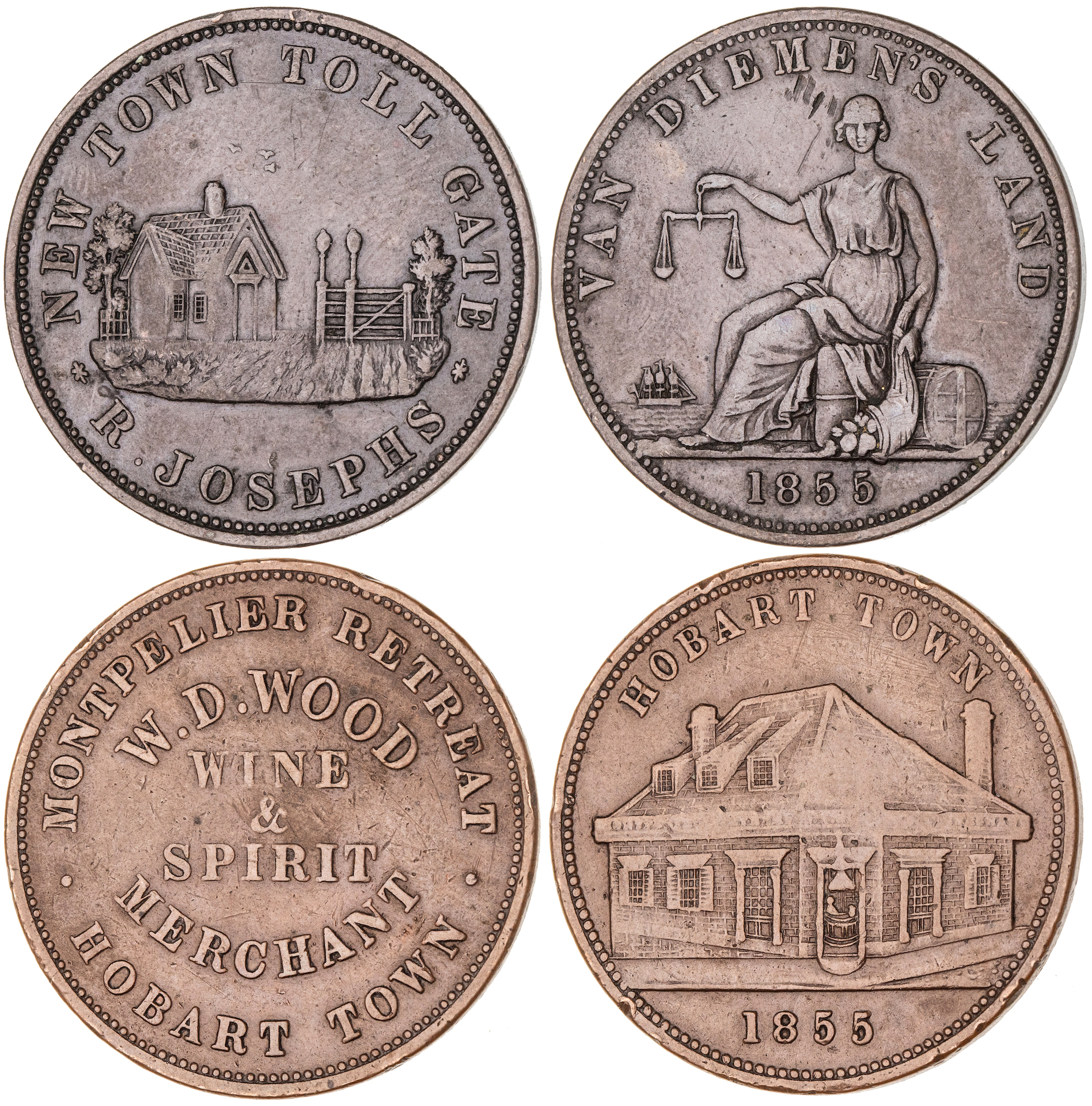 Hobart, Tasmania, R. Joseph, Penny, 1855, gVF
