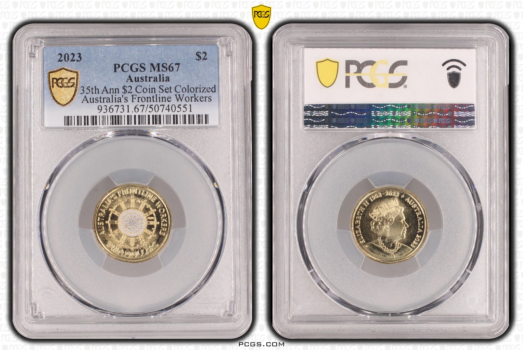 35th Ann $2 Coin Set Colorized - Australia's Frontline Worke , Two Dollar, 2023, PCGS MS67