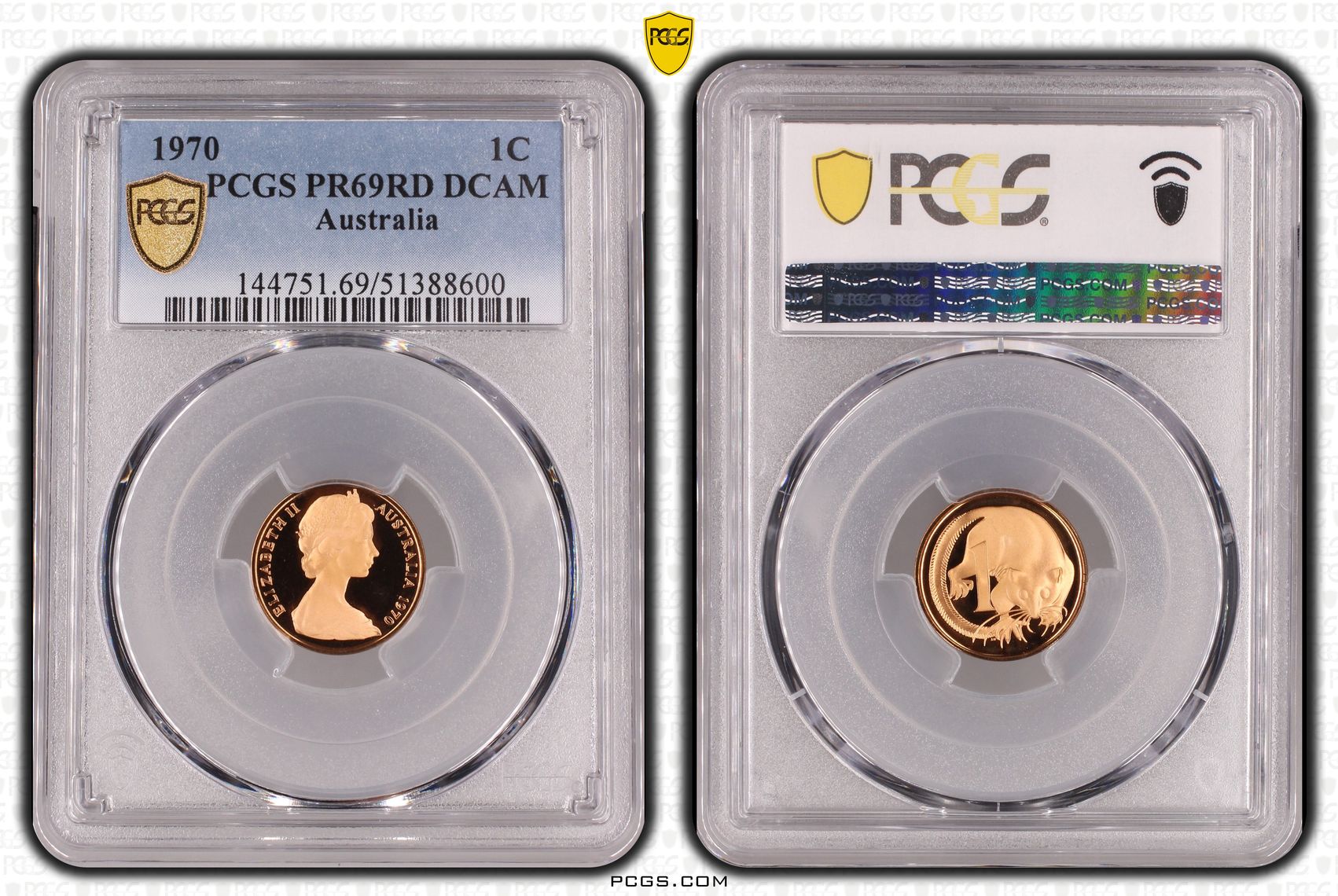 One Cent, 1970, Pcgs Pr69dcam