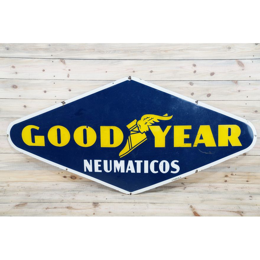 Goodyear Neumaticos w/ Logo Single Sided Porcelain Sign TAC 7.5