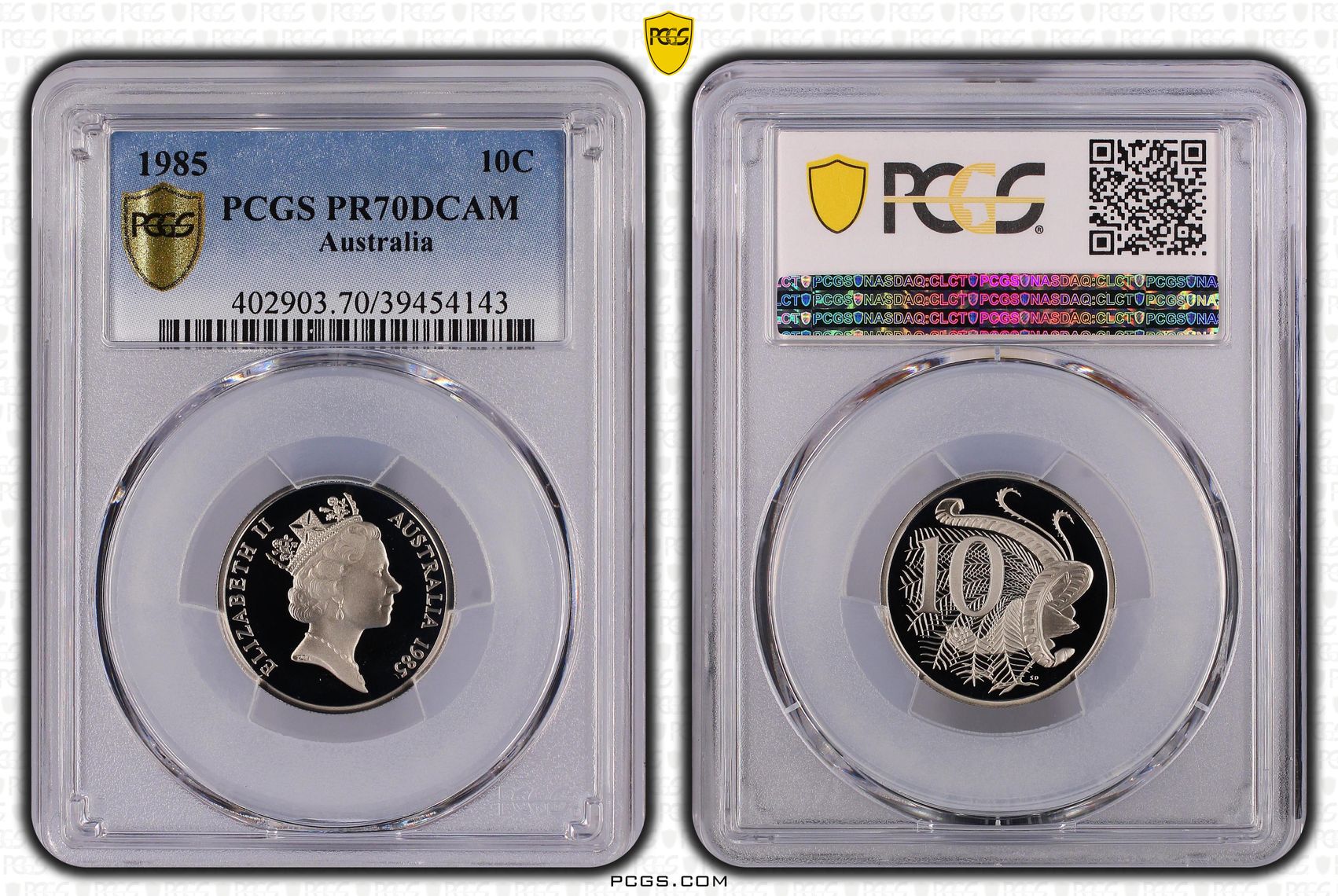 120 · 1985 Australia Ten Cent, 10c PCGS - PR70DCAM POP 18/0 -143