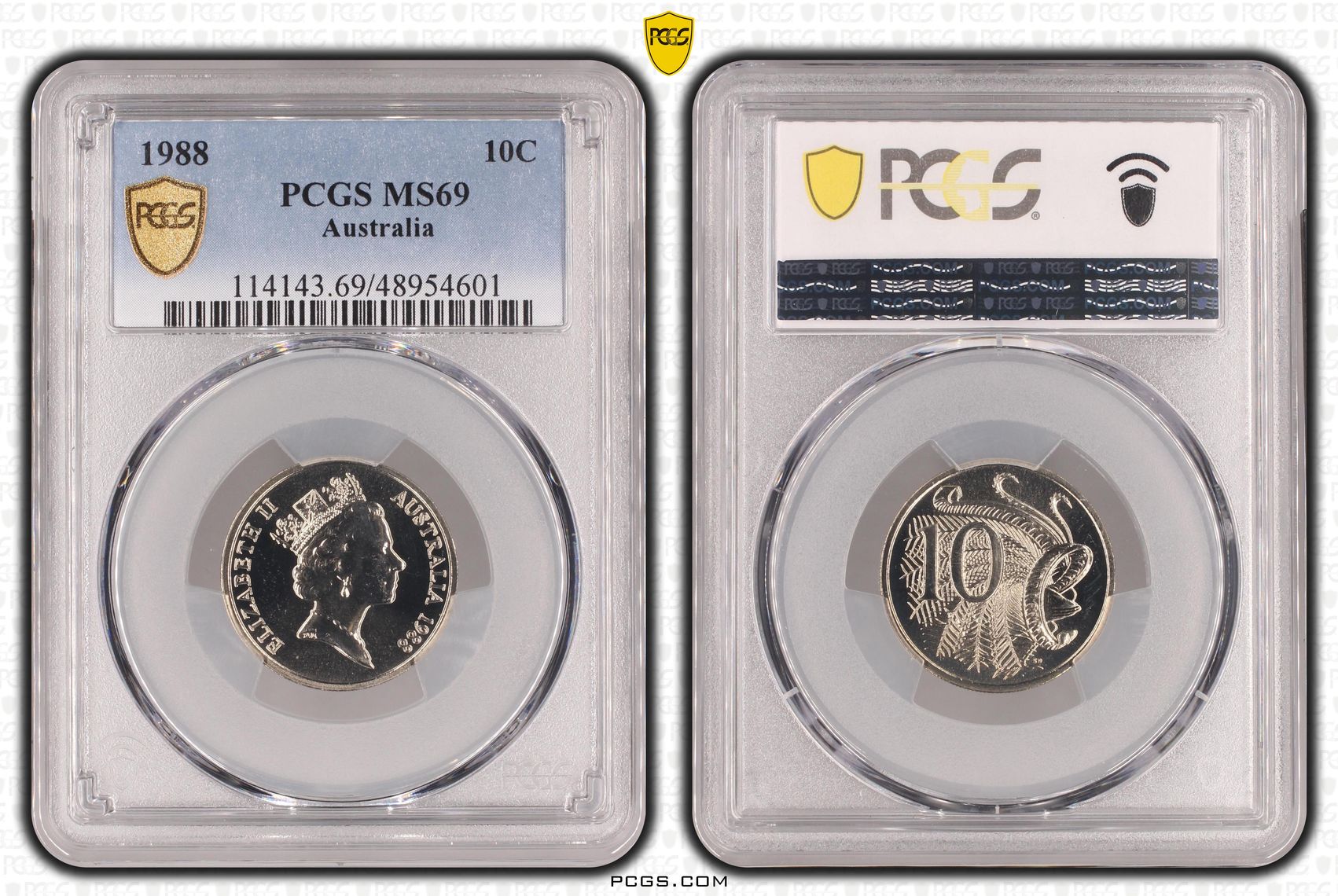 220 · Elizabeth II,   POP 10/0, Ten Cent, 1988, PCGS MS69