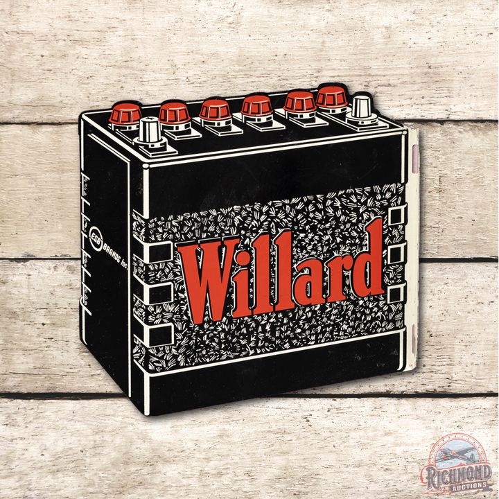 Willard 12-Volt Battery Tin Flange Sign TAC 8.9 & 8.5