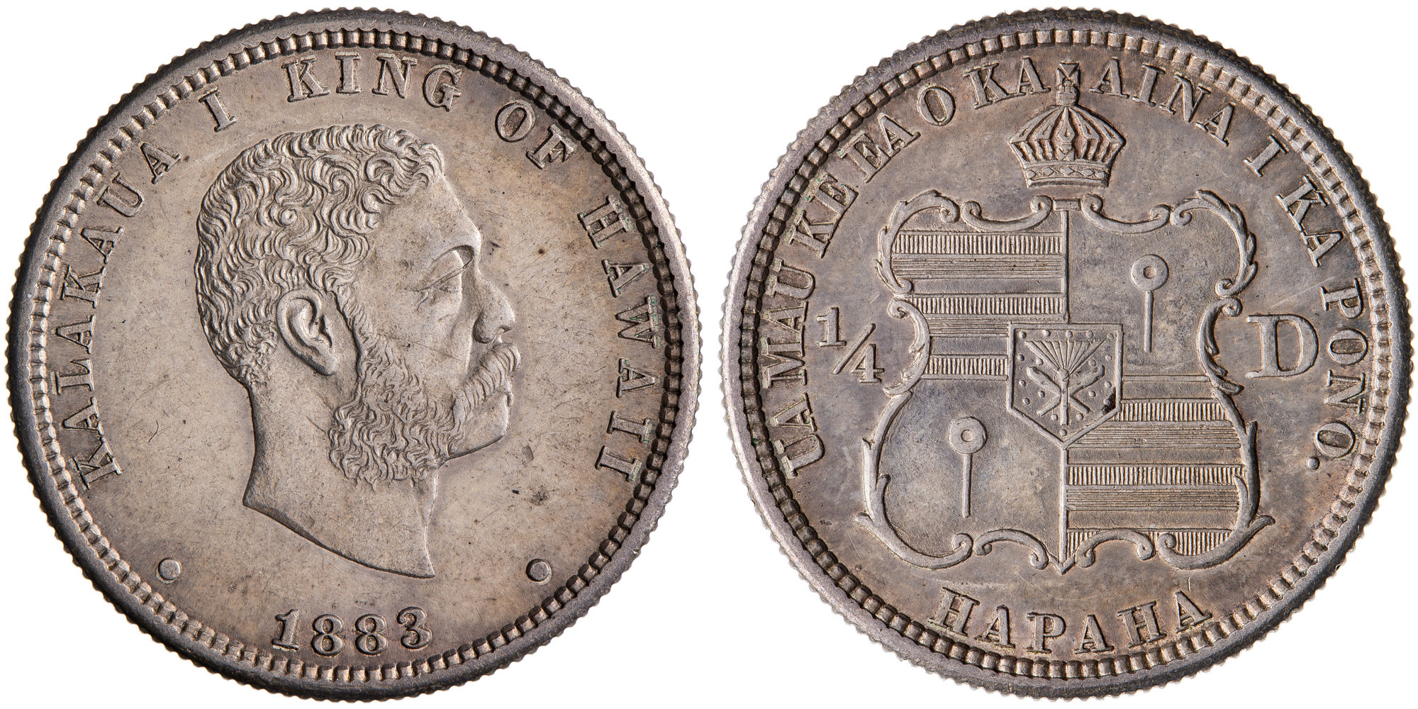 United States, Kalakaua I, Hawaii, Quarter Dollar, 1883, VF