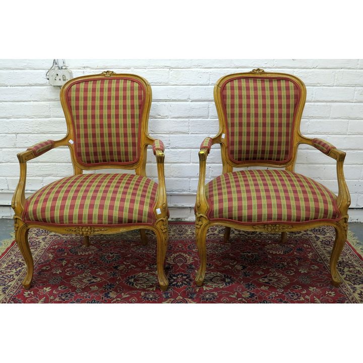 PAIR OF UPHOLSTERED ARMCHAIRS
