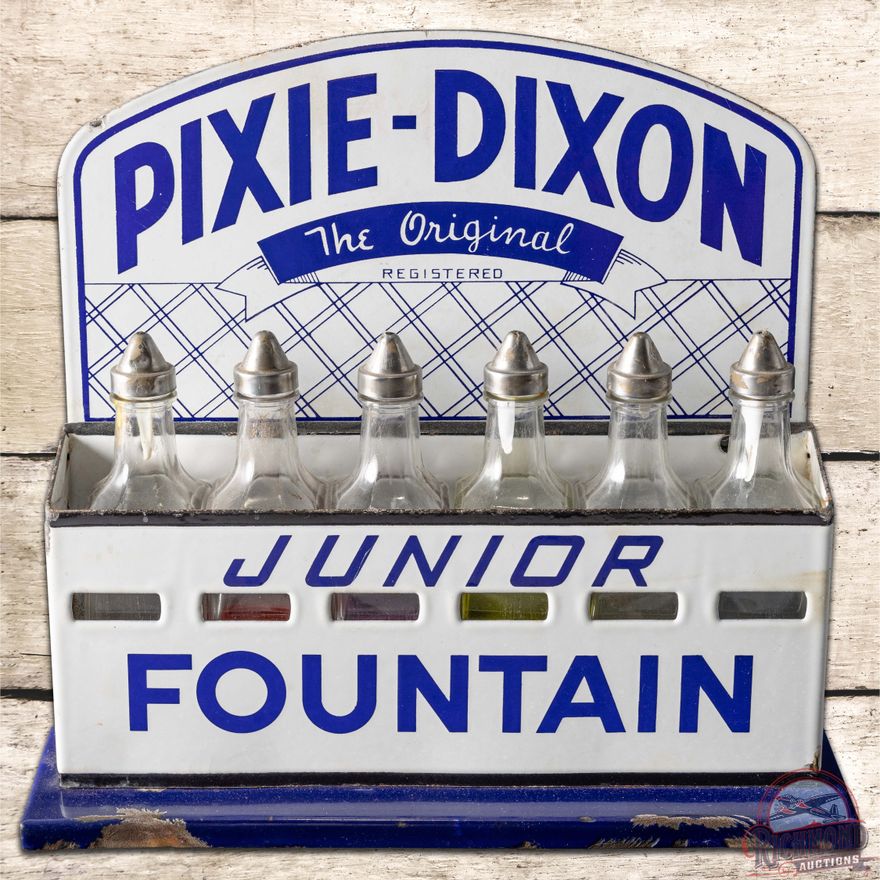 Pixie Dixon Junior Fountain Porcelain Syrup Dispenser w/ Bottles