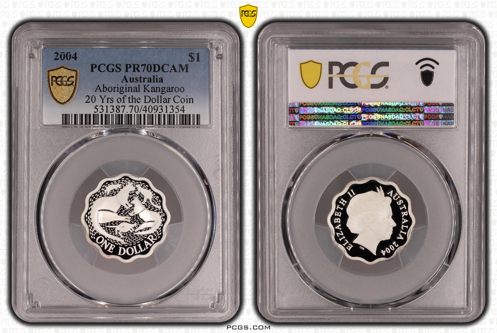 Aboriginal Kangaroo Ag, One Dollar, 2004, PCGS PR70DCAM