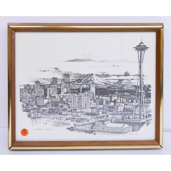 Cristopher Bollen Seattle Skyline Print Framed- 12x15''